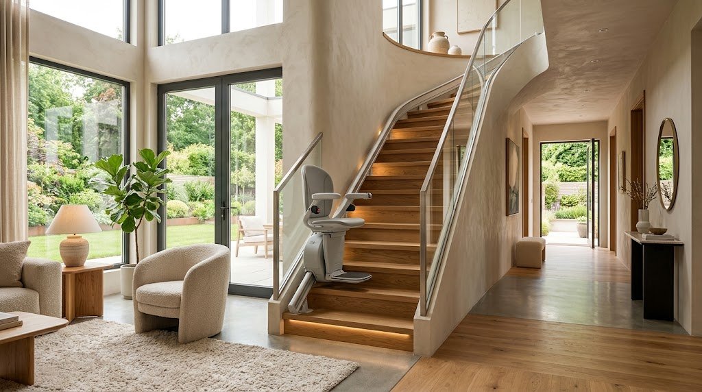 Silla salvaescaleras instalada en una escalera interior